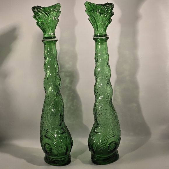 60S MCM EMPOLI RARE GREEN FISH CHIANTI BARDI LIQUOR GENIE BOTTLES /STOPPERS 15+” - Picture 3 of 16